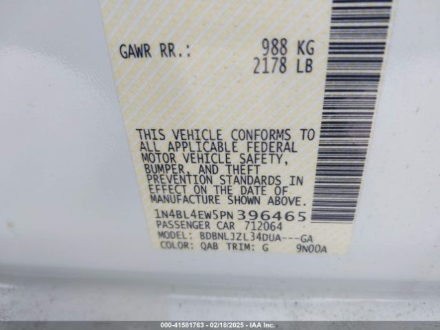 1N4BL4EW5PN396465 Nissan Altima Sl Intelligent Awd
