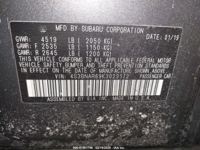 4S3BNAR69K3023172 Subaru Legacy 2.5i Sport