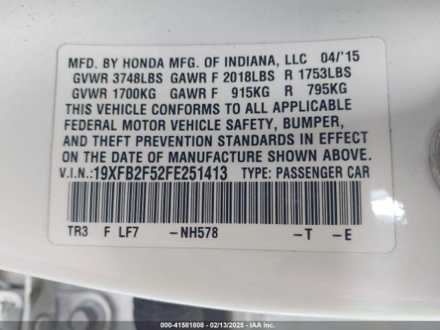 19XFB2F52FE251413 Honda Civic Lx