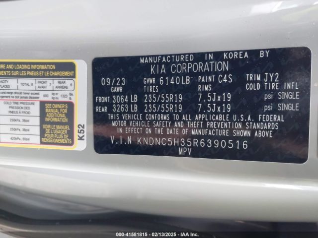 KNDNC5H35R6390516 KIA Carnival Mpv Ex