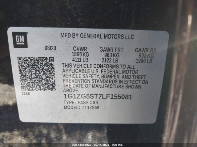 1G1ZG5ST7LF155081 Chevrolet Malibu Fwd Rs