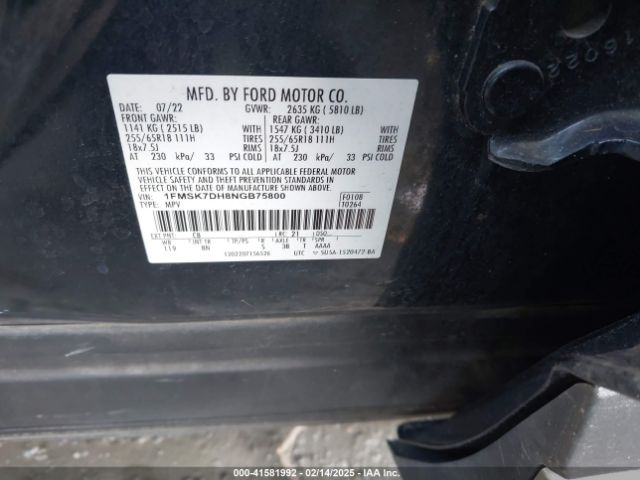 1FMSK7DH8NGB75800 Ford EXPLORER XLT
