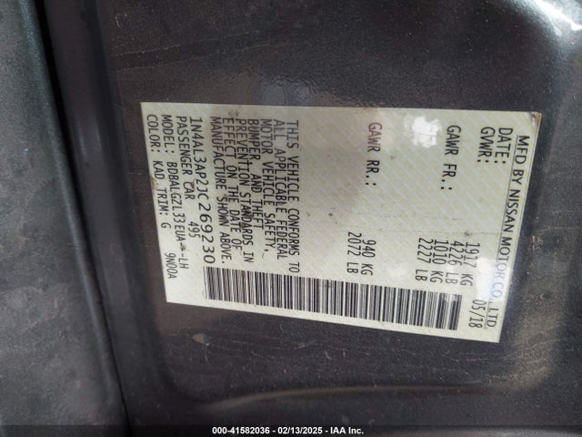 1N4AL3AP2JC269230 Nissan Altima 2.5 S