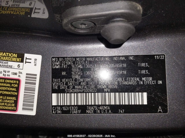 Toyota Highlander Xle 2023 5TDKDRBH4PS009022 Image 9