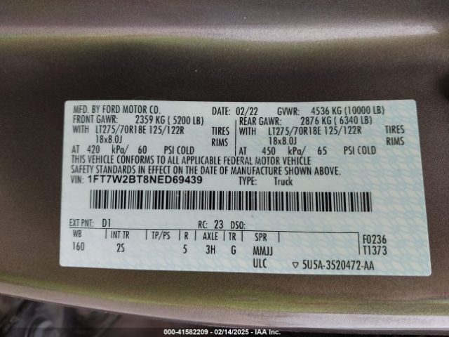 1FT7W2BT8NED69439 Ford F-250 Xlt