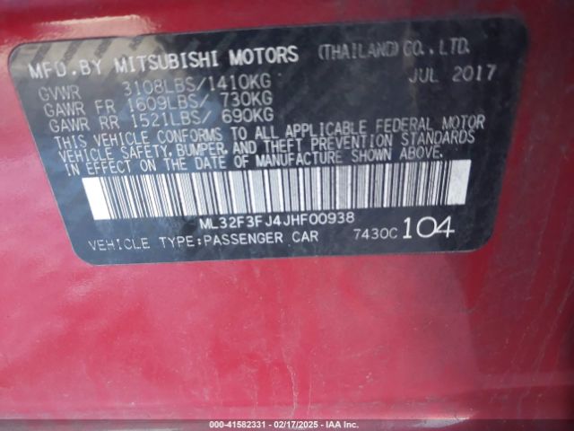 2018 MITSUBISHI MIRAGE G4 ML32F3FJ4JHF00938 Photo 8