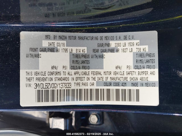 3MYDLBZV0GY137833 Scion IA