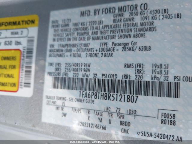 2024 FORD MUSTANG 1FA6P8TH8R5121807 Photo 8