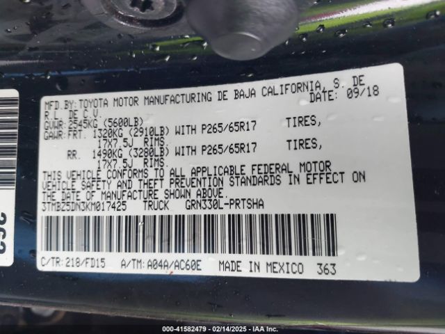 3TMBZ5DN3KM017425 Toyota Tacoma Trd Sport