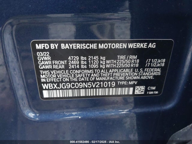 WBXJG9C09N5V21019 BMW X1