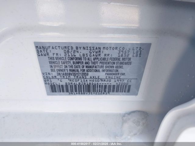 3N1AB8BV3SY212859 Nissan SENTRA S