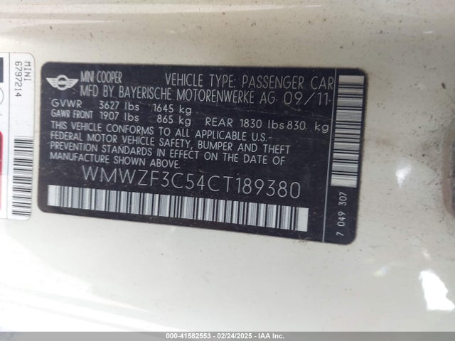 2012 MINI COOPER CLUBMAN WMWZF3C54CT189380 Photo 8