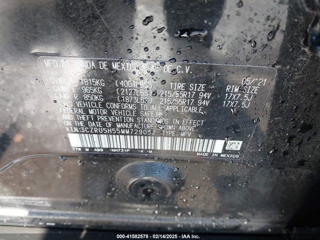 3CZRU5H55MM729052 Honda Hr-v 2wd Ex