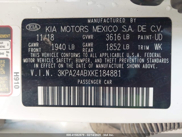 KIA RIO LX 2019 3KPA24ABXKE184881 Image 9