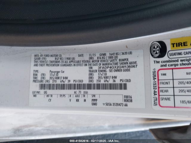 3FADP4GX2GM136067 Ford FIESTA ST