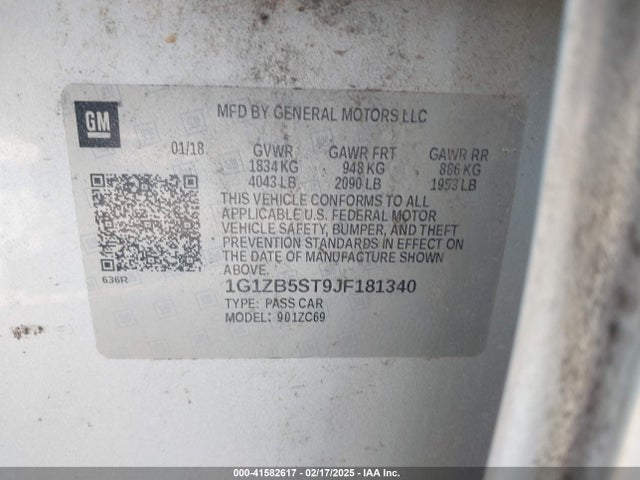 1G1ZB5ST9JF181340 Chevrolet Malibu 1ls