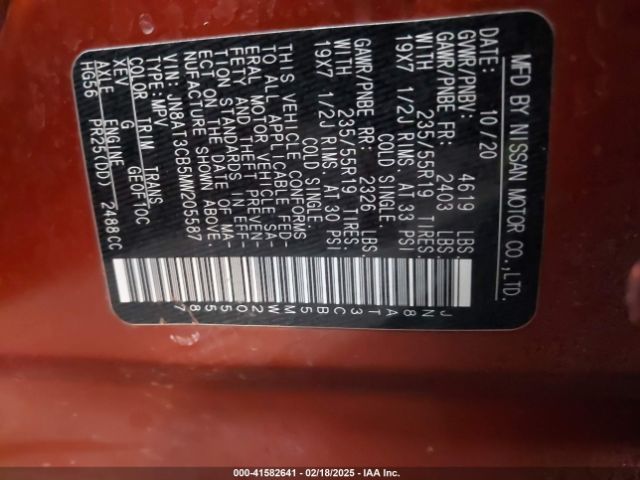 JN8AT3CB5MW205587 Nissan Rogue Sl Intelligent Awd