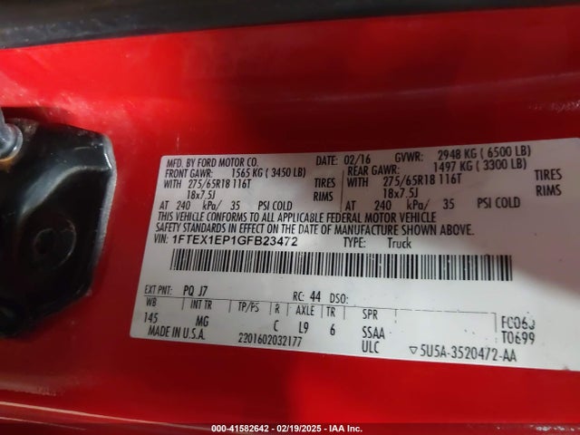 1FTEX1EP1GFB23472 Ford F-150 Xlt