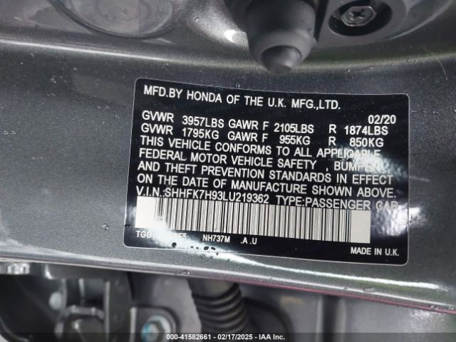SHHFK7H93LU219362 Honda Civic Sport Touring