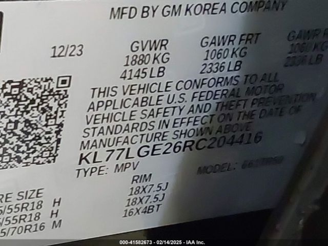 KL77LGE26RC204416 Chevrolet Trax Fwd 1rs