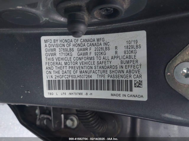 Honda Civic Lx 2020 2HGFC2F60LH507264 Image 9