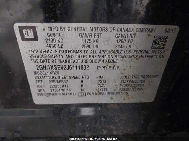 Chevrolet EQUINOX LT 2018 2GNAXSEV2J6111892 Image 9