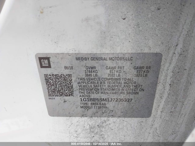 1G1BE5SM1J7235337 Chevrolet Cruze Lt Auto