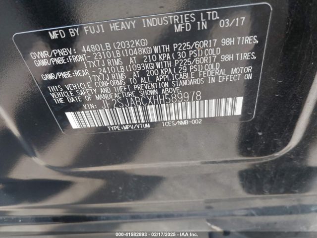 JF2SJABCXHH589978 Subaru Forester 2.5i