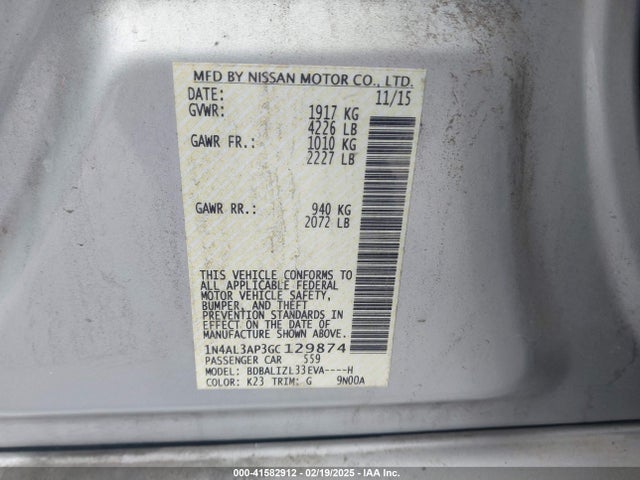 1N4AL3AP3GC129874 Nissan Altima 2.5 Sv