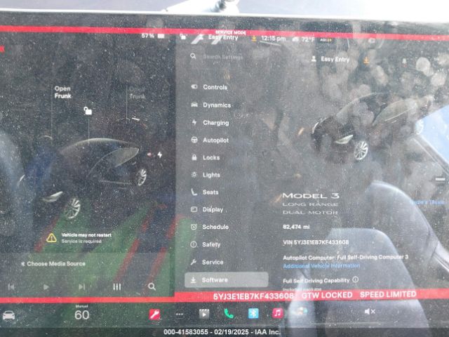 5YJ3E1EB7KF433608 Tesla Model 3 Long Range/performance