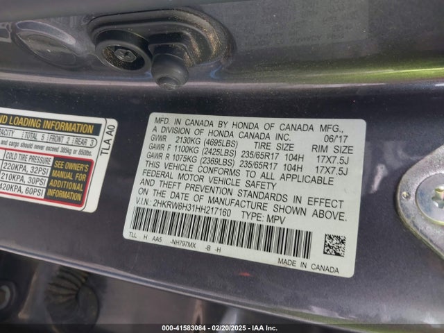 2HKRW6H31HH217160 Honda CR-V LX
