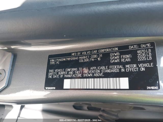 LYV402HK7HB120640 Volvo S60 Inscription T5