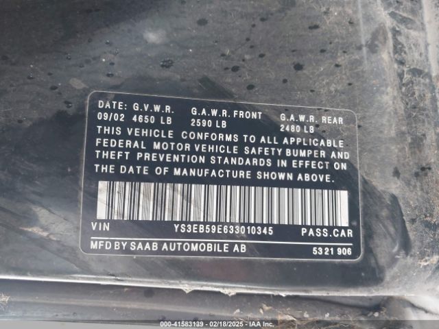 2003 SAAB 9-5 YS3EB59E633010345 Photo 8