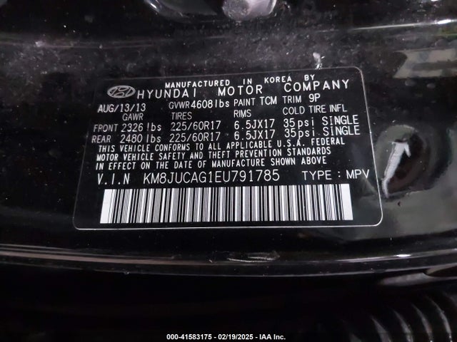 Hyundai TUCSON SE 2014 KM8JUCAG1EU791785 Image 9