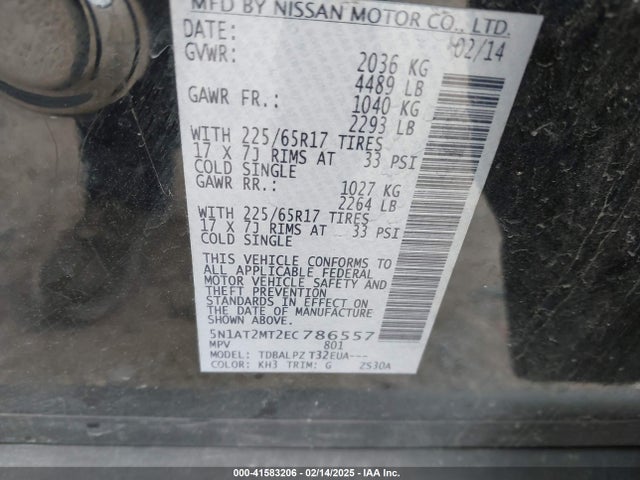 Nissan ROGUE S 2014 5N1AT2MT2EC786557 Image 9