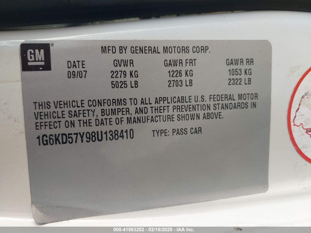 2008 CADILLAC DTS 1G6KD57Y98U138410 Photo 8