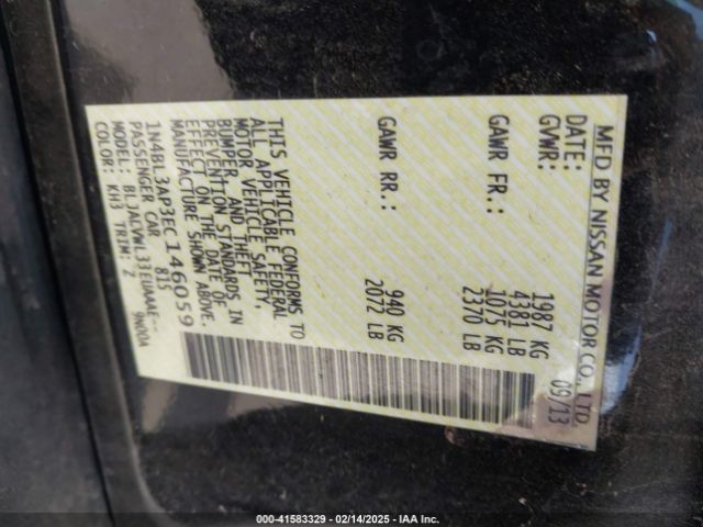 1N4BL3AP3EC146059 Nissan Altima 3.5 Sl