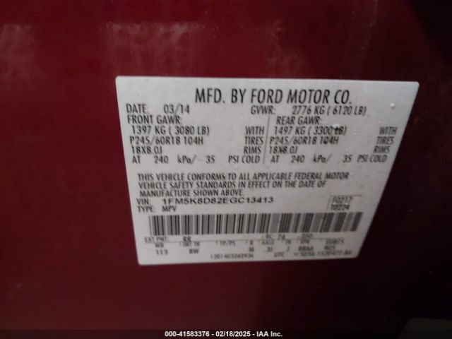 1FM5K8D82EGC13413 Ford EXPLORER XLT