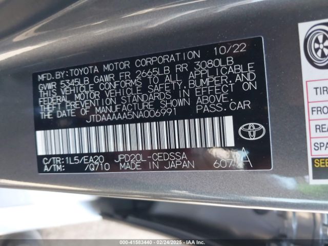 JTDAAAAA5NA006991 Toyota Mirai Xle