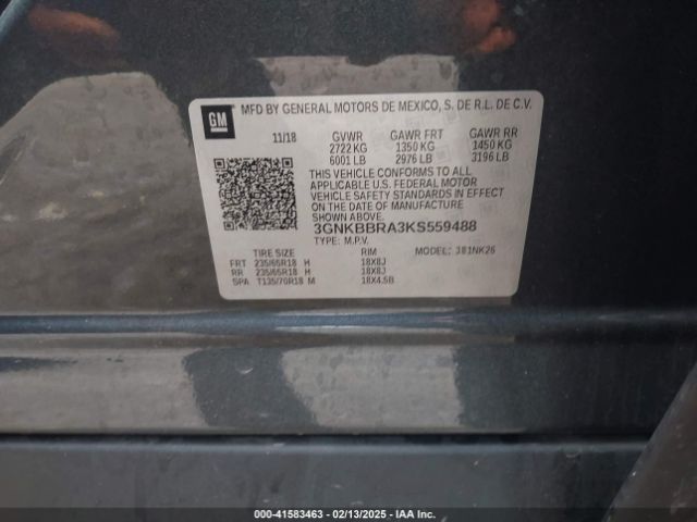 3GNKBBRA3KS559488 Chevrolet Blazer