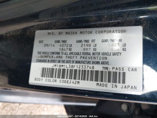 JM1BM1L38F1233748 Mazda Mazda3 S Touring