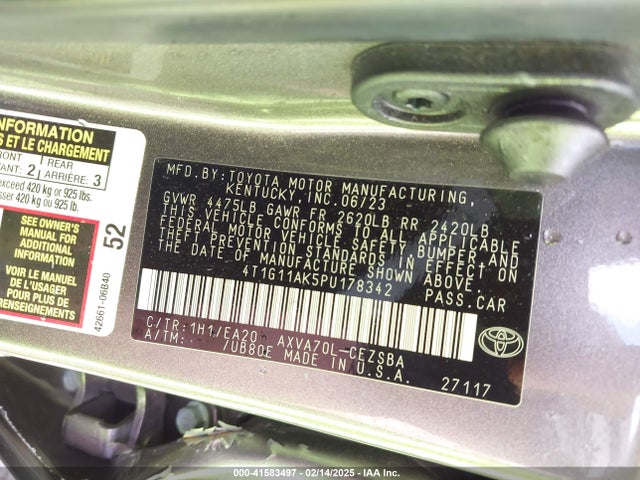 Toyota CAMRY SE 2023 4T1G11AK5PU178342 Image 9