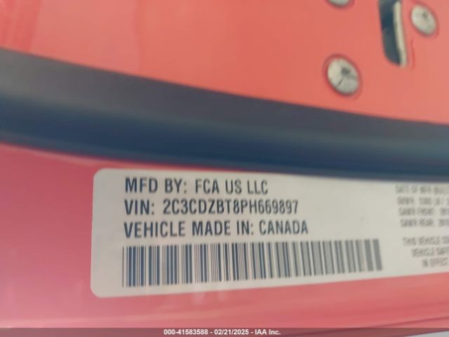 2C3CDZBT8PH669897 Dodge Challenger R/t