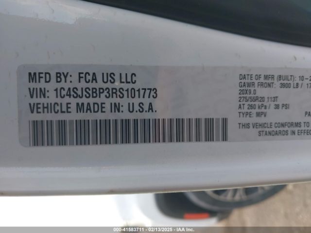 1C4SJSBP3RS101773 Jeep Wagoneer L Series Ii 4x4