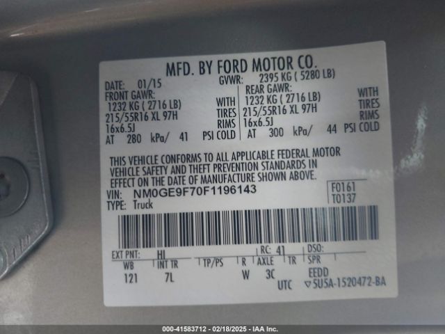 NM0GE9F70F1196143 Ford Transit Connect Xlt