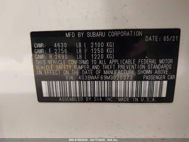 4S3BWAF69M3020373 Subaru Legacy Premium