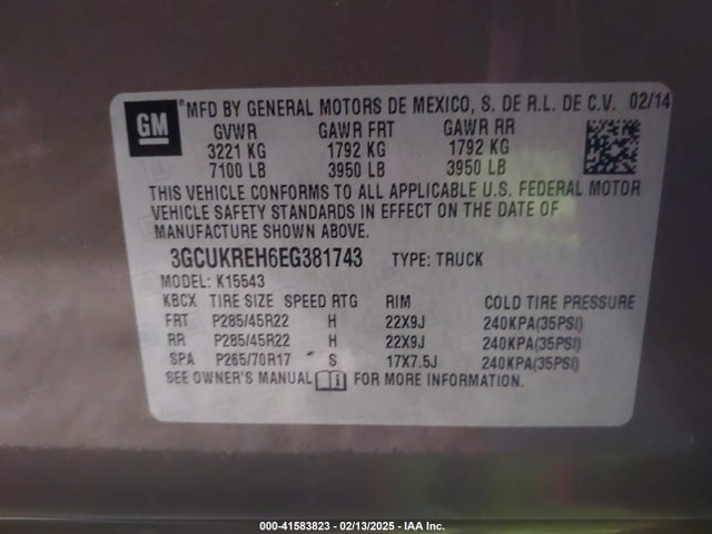 3GCUKREH6EG381743 Chevrolet Silverado 1500 1lt