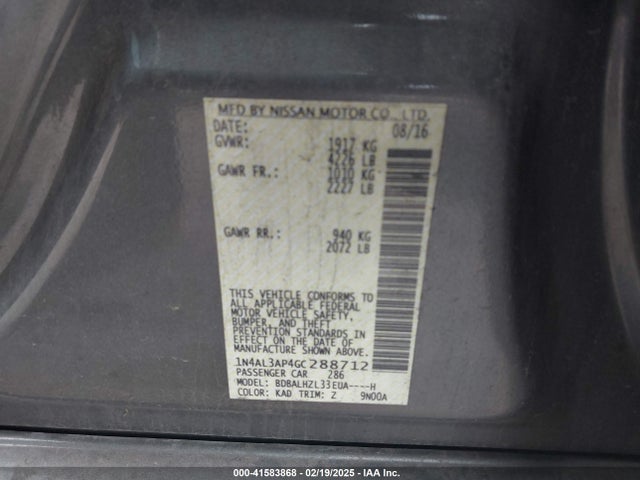Nissan Altima 2.5 Sr 2016 1N4AL3AP4GC288712 Image 9