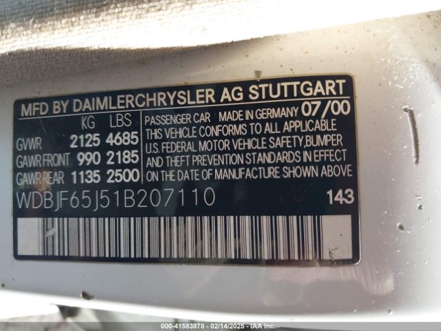 2001 MERCEDES-BENZ E 320 WDBJF65J51B207110 Photo 8