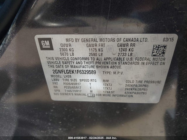2GNFLGEK1F6329589 Chevrolet Equinox 2lt
